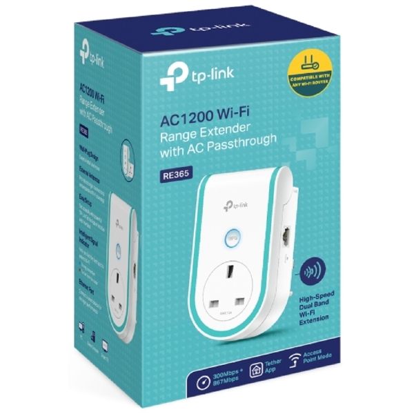 Wi-Fi სიგნალის გამაძლიერებელი Tp-Link RE365 AC1200, Wi-Fi Range Extender, White