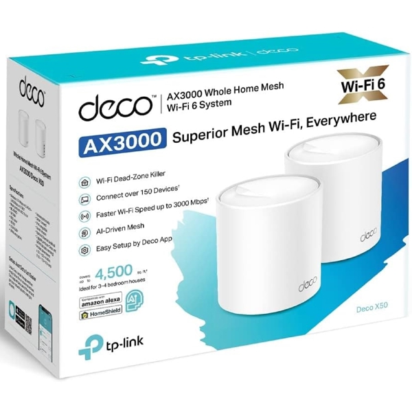 როუტერი TP-Link Deco X50(2-pack) AX3000, 574Mbps, Router, White