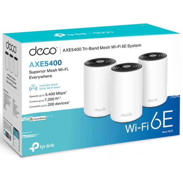 როუტერი TP-Link Deco XE75(3-pack) AXE5400, 1000Mbps, Router, White