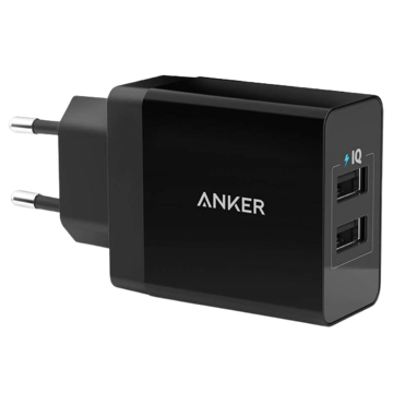 მობილურის დამტენი Anker A2021L11, 24W, 2XUSB, Black