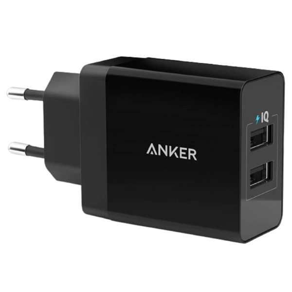 მობილურის დამტენი Anker A2021L11, 24W, 2XUSB, Black