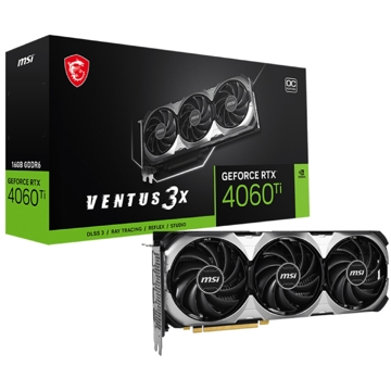 ვიდეო დაფა MSI 912-V517-079 VENTUS 3X, Gaming RTX4060Ti, 16GB, 128bit, HDMI, DP, Black