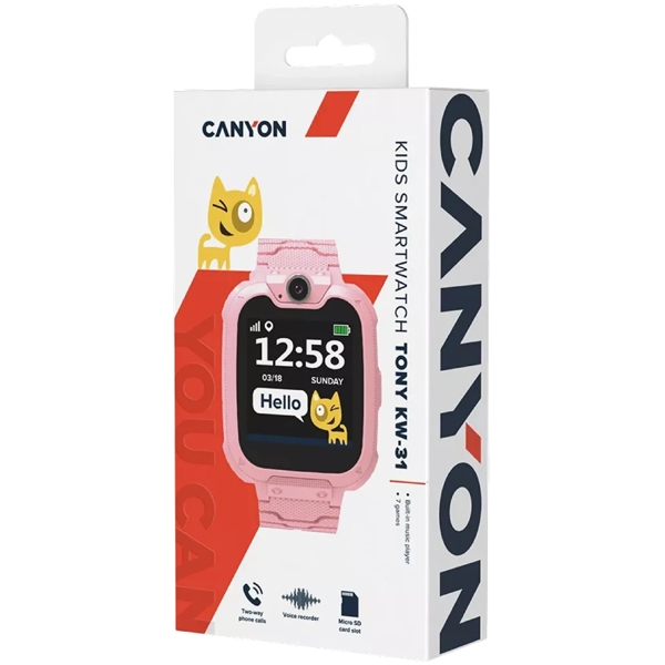 Canyon CNE-KW31BB KW-31, 1.54", Smart Watch, Pink