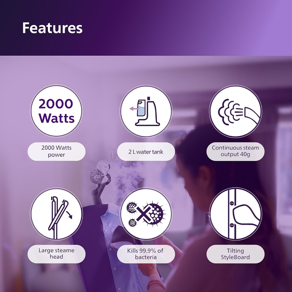 ორთქლის უთო Philips STE3160/30, 2000W, 2L, Steam Iron, Purple