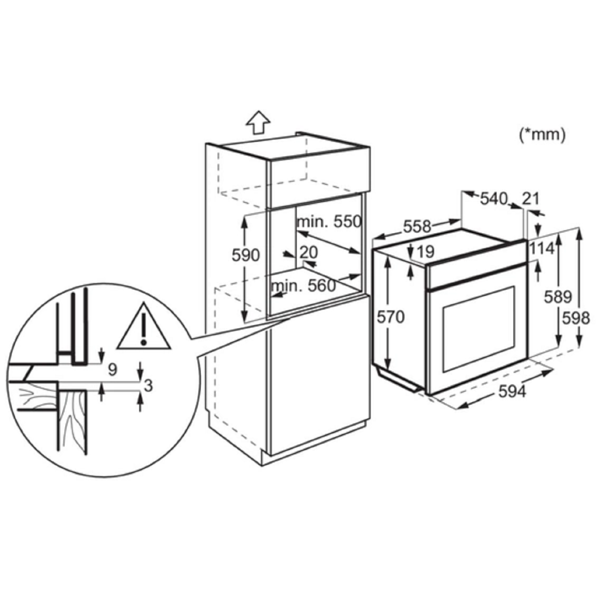 ჩასაშენებელი ელექტრო ღუმელი Zanussi ZOHEE2X2, 2090W, 65L, Built-In, Silver