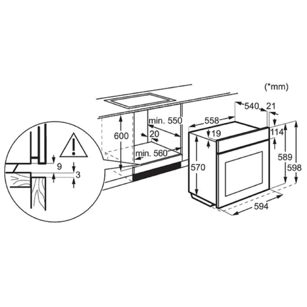 ჩასაშენებელი ელექტრო ღუმელი Zanussi ZOHEE2X2, 2090W, 65L, Built-In, Silver