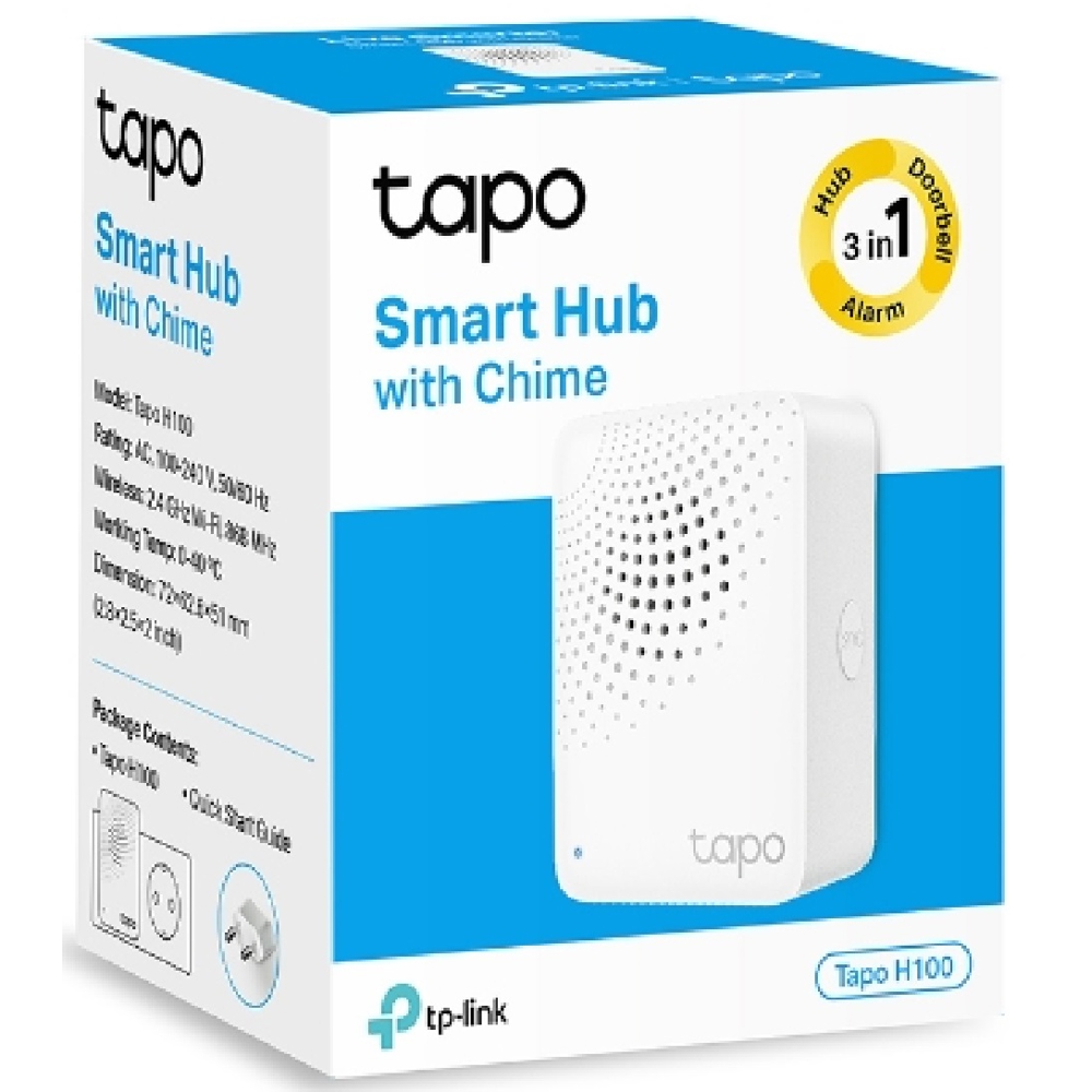 სმარტ ჰაბი TP-Link Tapo H100, 2.4GHz, Smart Hub, White