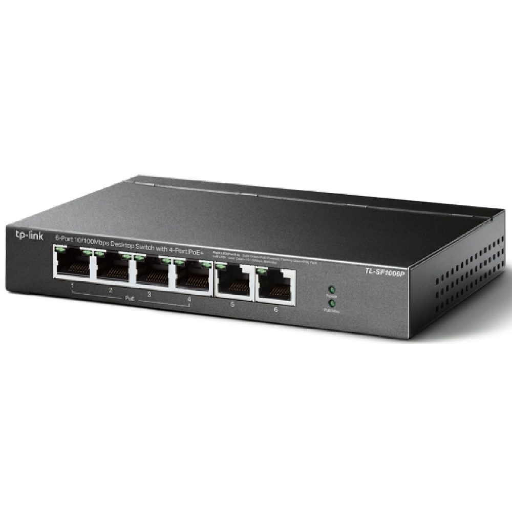 TP-Link TL-SF1006P, 6-Port, PoE+ Switch, Grey