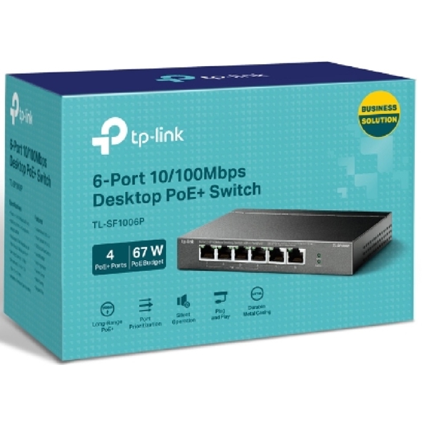 სვიჩი TP-Link TL-SF1006P, 6-Port, PoE+ Switch, Grey