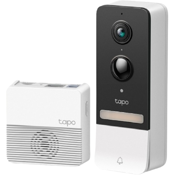 კარის ვიდეო ზარი TP-Link Tapo D230S1, Wire-Free Video Doorbell, 2K 5MP, 2-Way Audio, Night Vision, White/Black