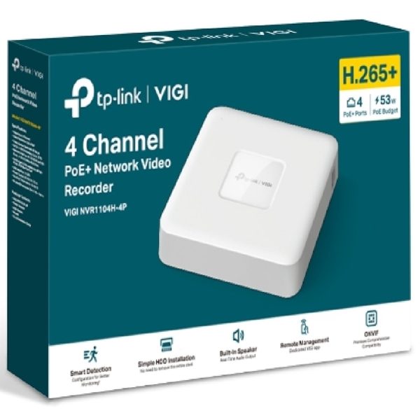 ვიდეო ჩამწერი TP-Link VIGI NVR1104H-4P, Network Video Recorder, White