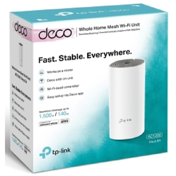 WI-FI გამავრცელებელი TP-Link Deco E4(1-pack), Whole Home Mesh Wi-Fi System, White