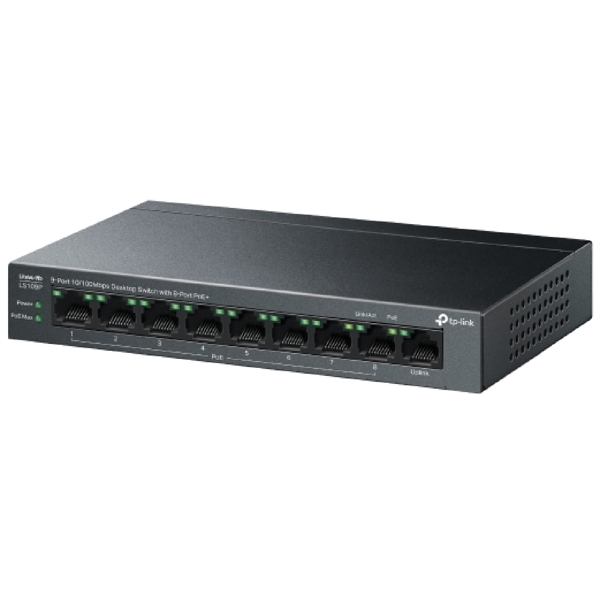 სვიჩი TP-Link LS109P, 9-Port, PoE+ Switch, Black