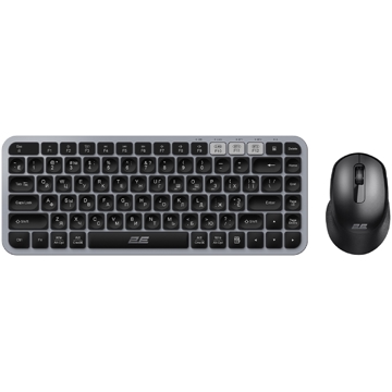 კლავიატურა + მაუსი 2E 2E-MK430WBGR, Wireless, Bluetooth, USB, Keyboard And Mouse, Black/Grey