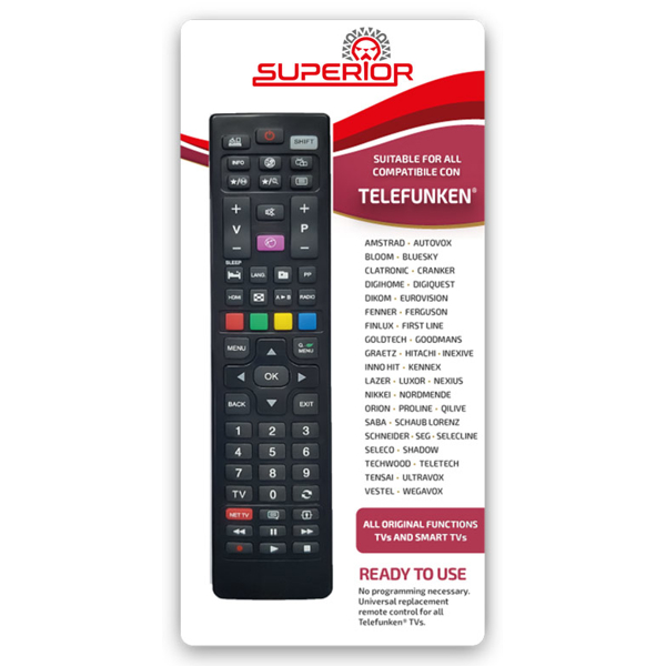 Superior Electronics SUPTRB018, Smart-RC Universal Telefunken/Vestel Remote Control, Black