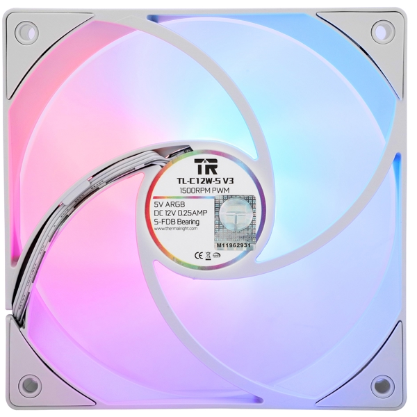 ქულერი THERMALRIGHT TL-C12W-S V3 X3, A-RGB, 120mm, 1500RPM, Cooler, White