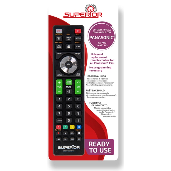 Superior Electronics SUPTRB011, Universal Panasonic Remote Control, Black	