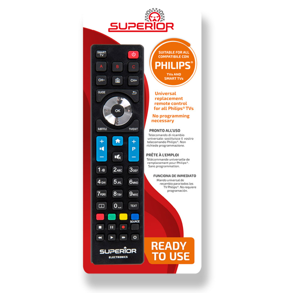 ტელევიზორის პულტი Superior Electronics SUPTRB010, Universal Philips Remote Control, Black