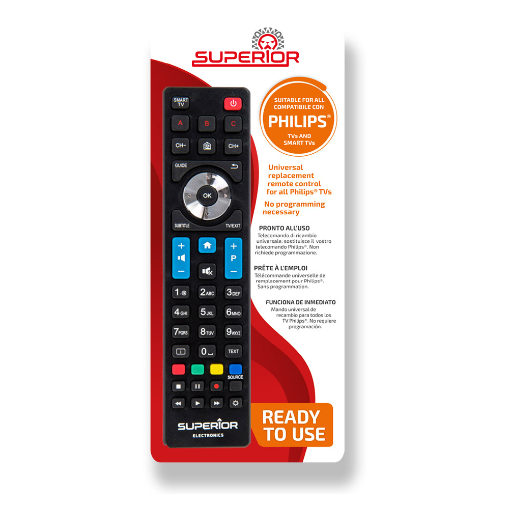 ტელევიზორის პულტი Superior Electronics SUPTRB010, Universal Philips Remote Control, Black