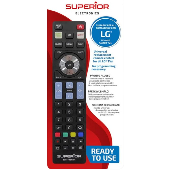 Superior Electronics SUPTRB007, Universal LG Remote Control, Black