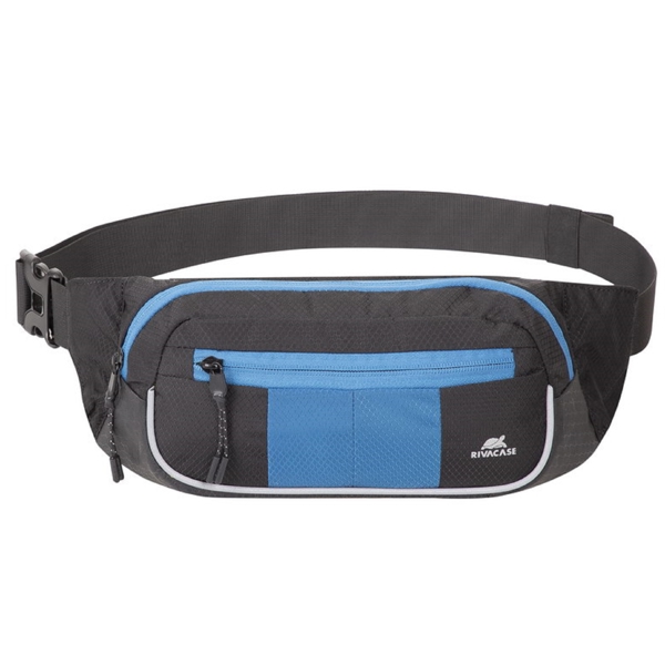 წელის ჩანთა Rivacase 5215, 7.9", Waist Bag, Black/Blue