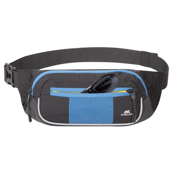 წელის ჩანთა Rivacase 5215, 7.9", Waist Bag, Black/Blue