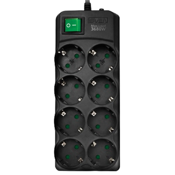 Sven SV-021610, 8 Socket, 3m, Black