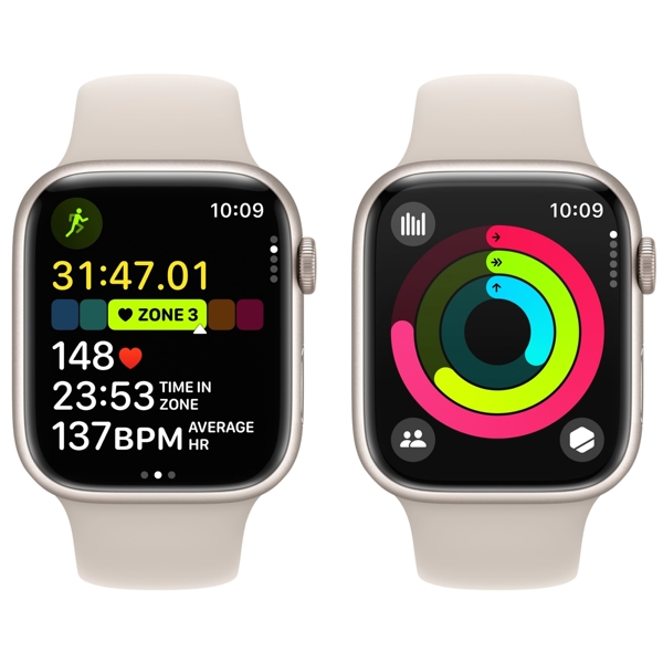 სმარტ საათი Apple MR973QI/A_MR973QR/A Watch Series 9, 1.9", 45mm, IPX6, Bluetooth, Wi-Fi, Smart Watch, Starlight