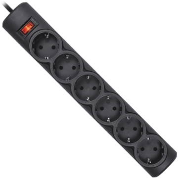 Defender DFS153, 6 Socket, 3m, Black	