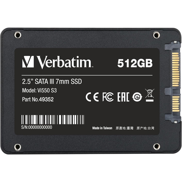 მყარი დისკი Verbatim 49352 Vi550 S3, 512GB, 2.5", Internal Hard Drive