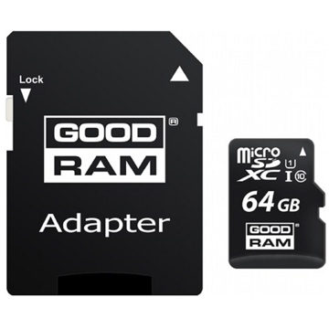 მეხსიერების ბარათი GoodRam M1AA-0640R12, 64GB, MicroSDHC, C10, UHS-I, U1, Black