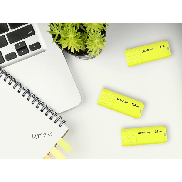 USB ფლეშ მეხსიერება GoodRam UME2-0160Y0R11, 16GB, USB 2.0, Yellow