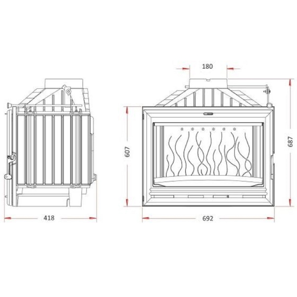 შეშის ღუმელი Vezuvi Everest V10, 75m², Wood Stove, Black