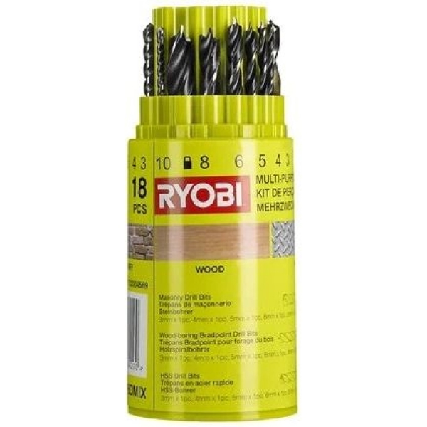 Ryobi RAK18DMIX, 18Pcs Tool Set, Silver