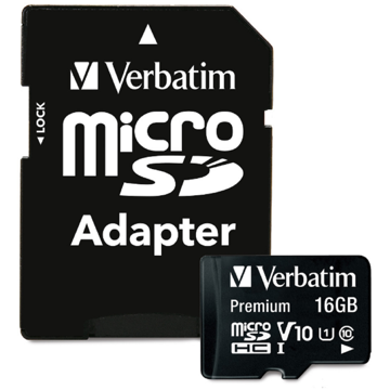 Verbatim 044082, 16GB, MicroSDHC, C10, UHS-I, U1, Black