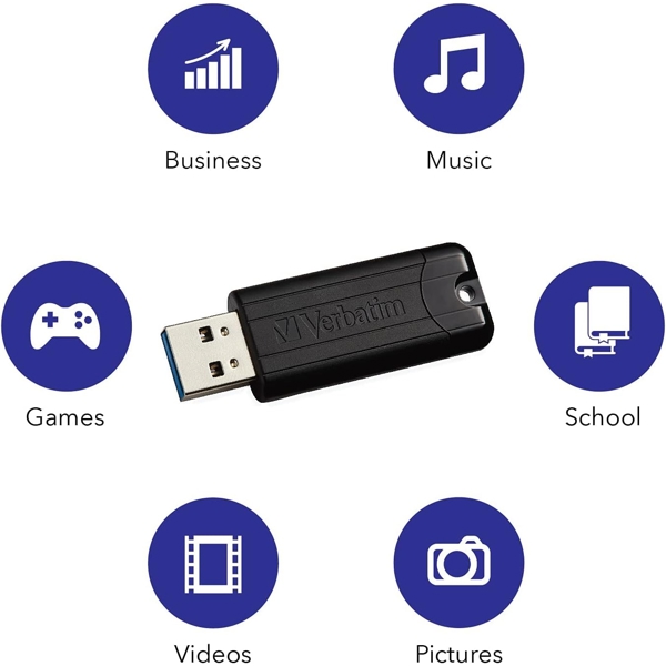 USB ფლეშ მეხსიერება Verbatim 49320, 256GB, USB 3.0, Black