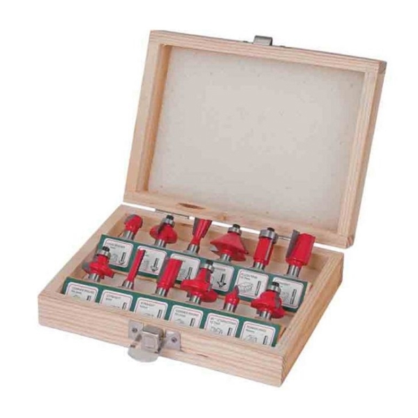 საფრეზი მანქანის პირების ნაკრები Raider 158303, 12Pcs Router Bits Set, Red