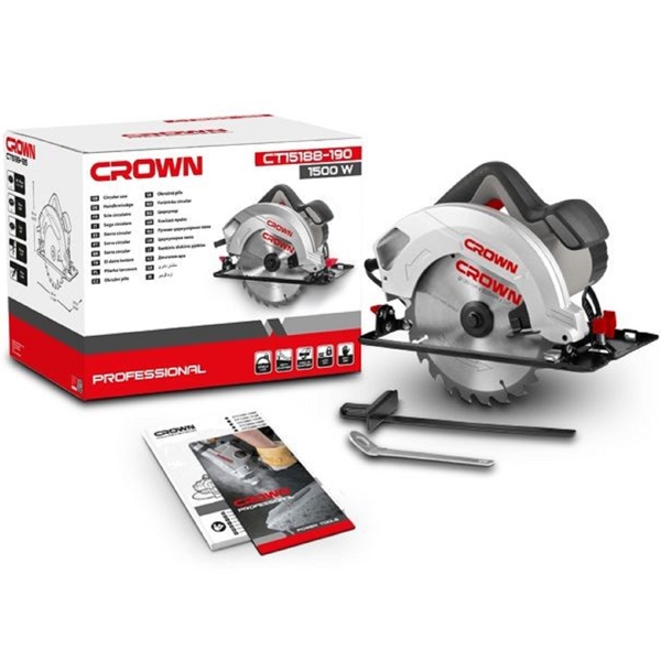 დისკური ხერხი Crown CT15188-190, 1500W, 5500Rpm, 190mm, Silver