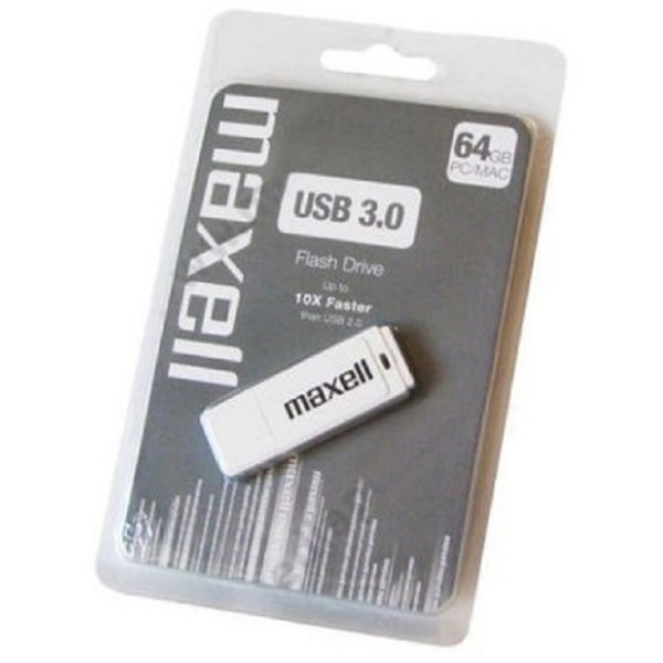 USB ფლეშ მეხსიერება Maxell, 64GB, USB 3.0, White