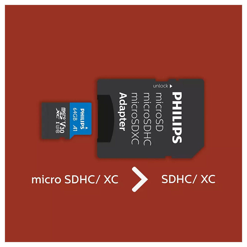 Philips FM64MP65B/00, 64GB, MicroSDHC, C10, UHS-I, U3, Black