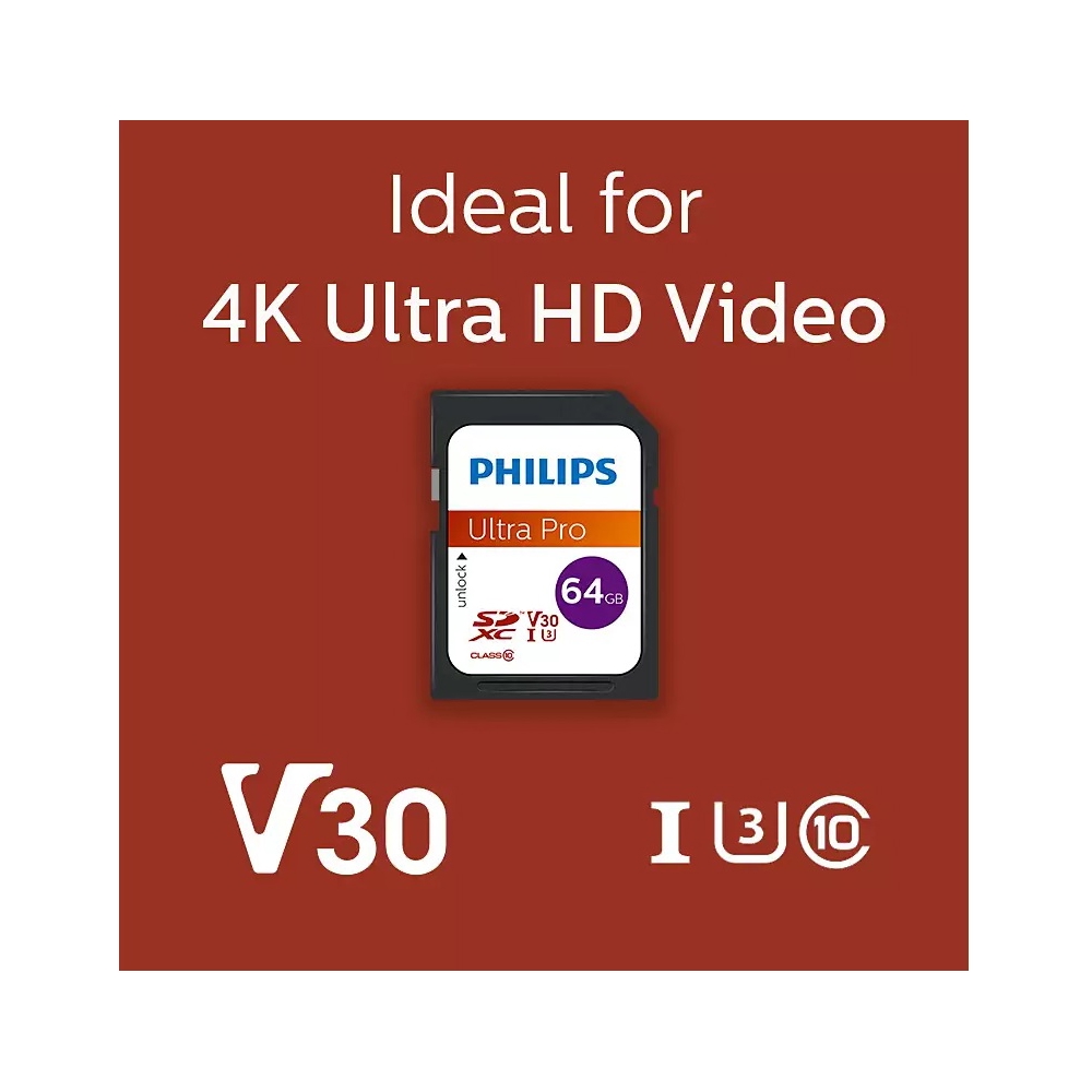 Philips FM64SD65B/00, 64GB, SDXC, C10, UHS-I, U3, Black