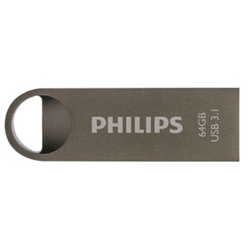 USB ფლეშ მეხსიერება Philips FM64FD165B/00, 64GB, USB 3.1, Grey