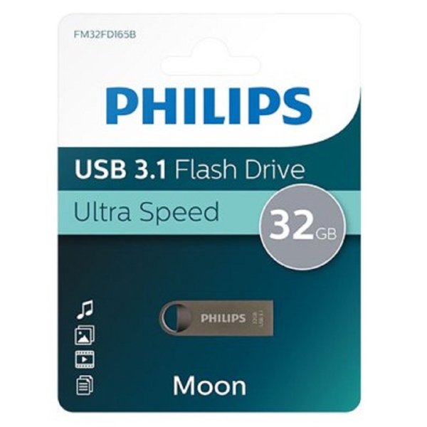 USB ფლეშ მეხსიერება Philips FM32FD165B/00, 32GB, USB 3.1, Grey