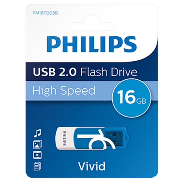 Philips FM16FD05B/00, 16GB, USB 2.0, White/Blue