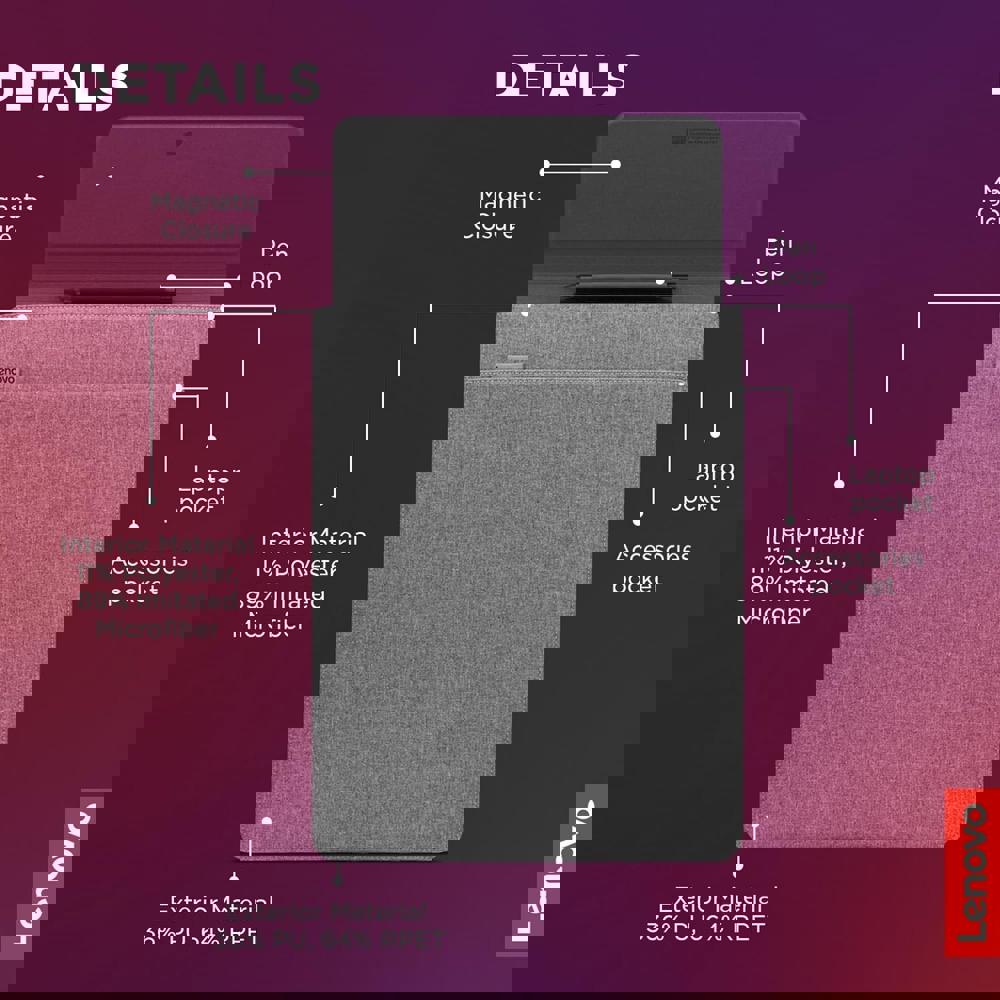 Lenovo GX41K68-627 Yoga, 16", Laptop Sleeve, Grey