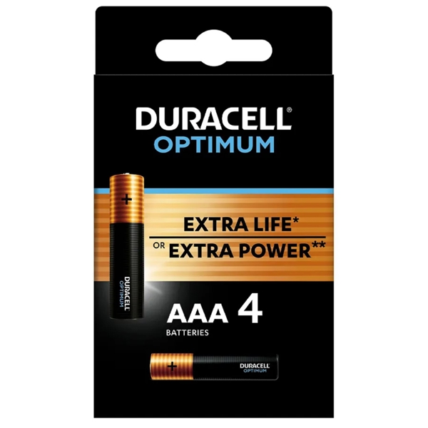 ელემენტი Duracell Optimum LR3, AAA, 4Pcs