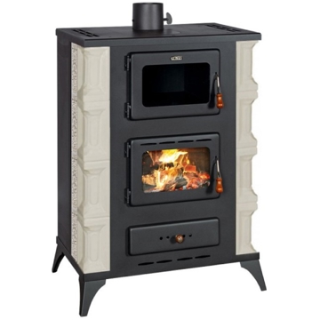 შეშის ღუმელი Prity F-RK ALB Dantela, 110m², Wood Stove, Black/White