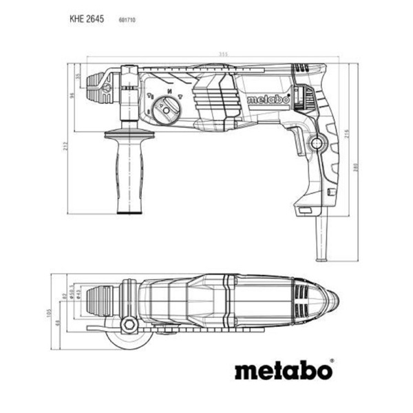 პერფორატორი Metabo KHE 2645, 850W, 1150Rpm, 2.9J, Black/Green