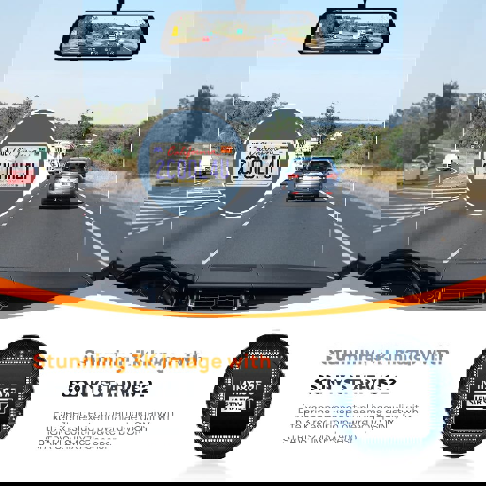 Xiaomi 70Mai S500 + RC13, 5MP, 3K, Built in WiFi, 138°, Rearview Dash Cam, Black