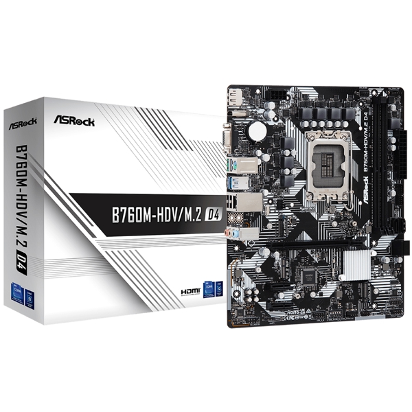 ASRock B760M-HDV/M.2_D4, LGA1700, DDR4, DIMM, 64GB